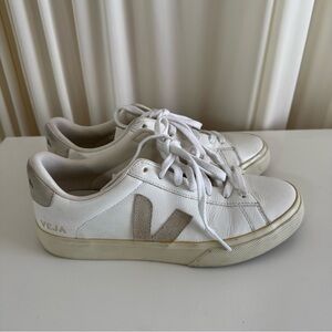 Veja Cream Campo Leahter White Natural Sneakers Casual Size 7